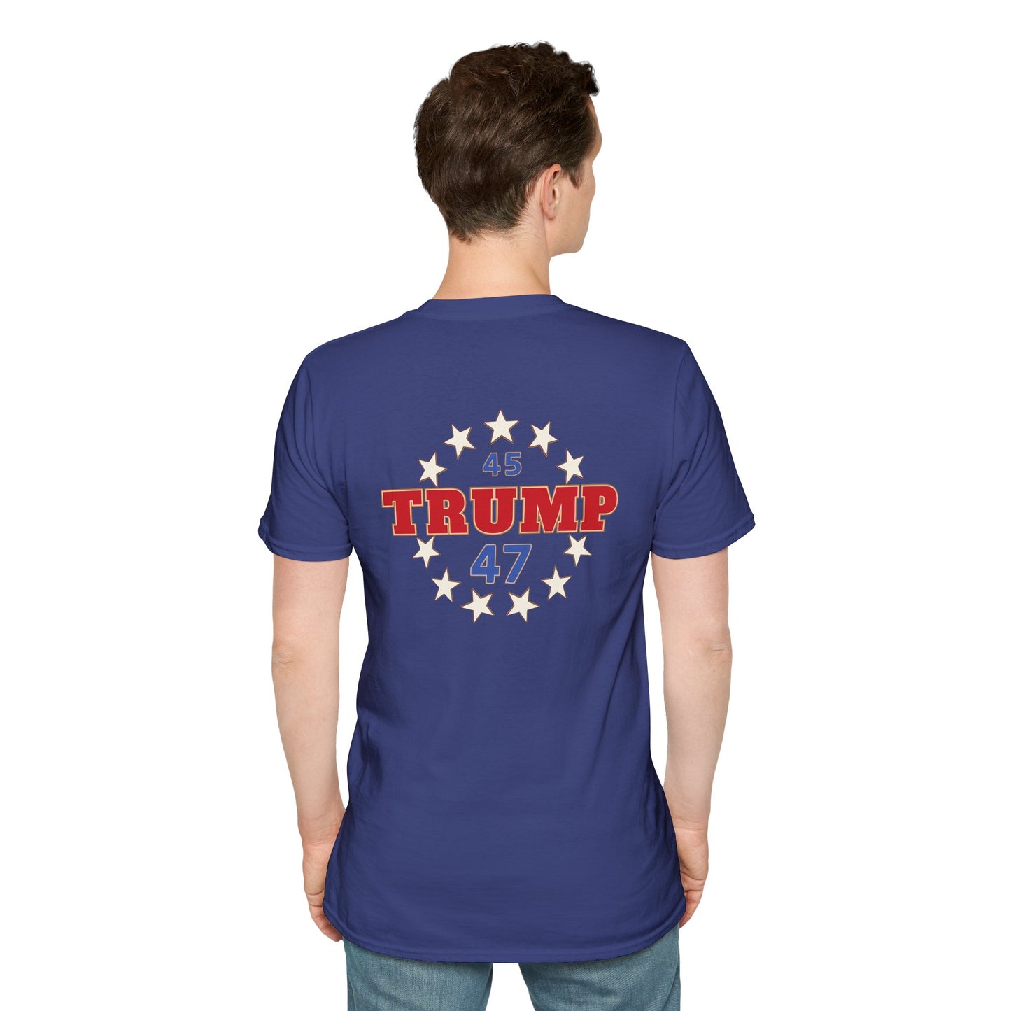 "Trump 45-47 Circle of Stars", Unisex Softstyle T-Shirt