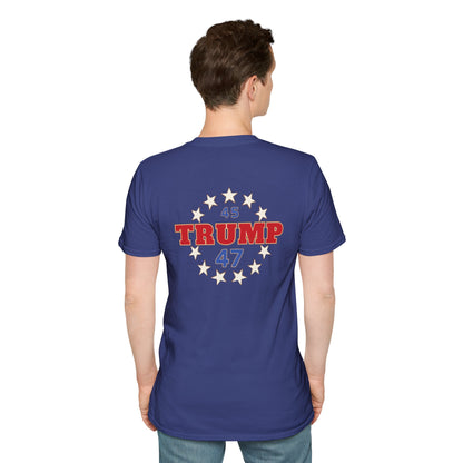 "Trump 45-47 Circle of Stars", Unisex Softstyle T-Shirt