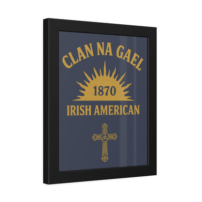 "Clan na Gael - Irish American", Framed Paper Poster (Blue Burka Grey)