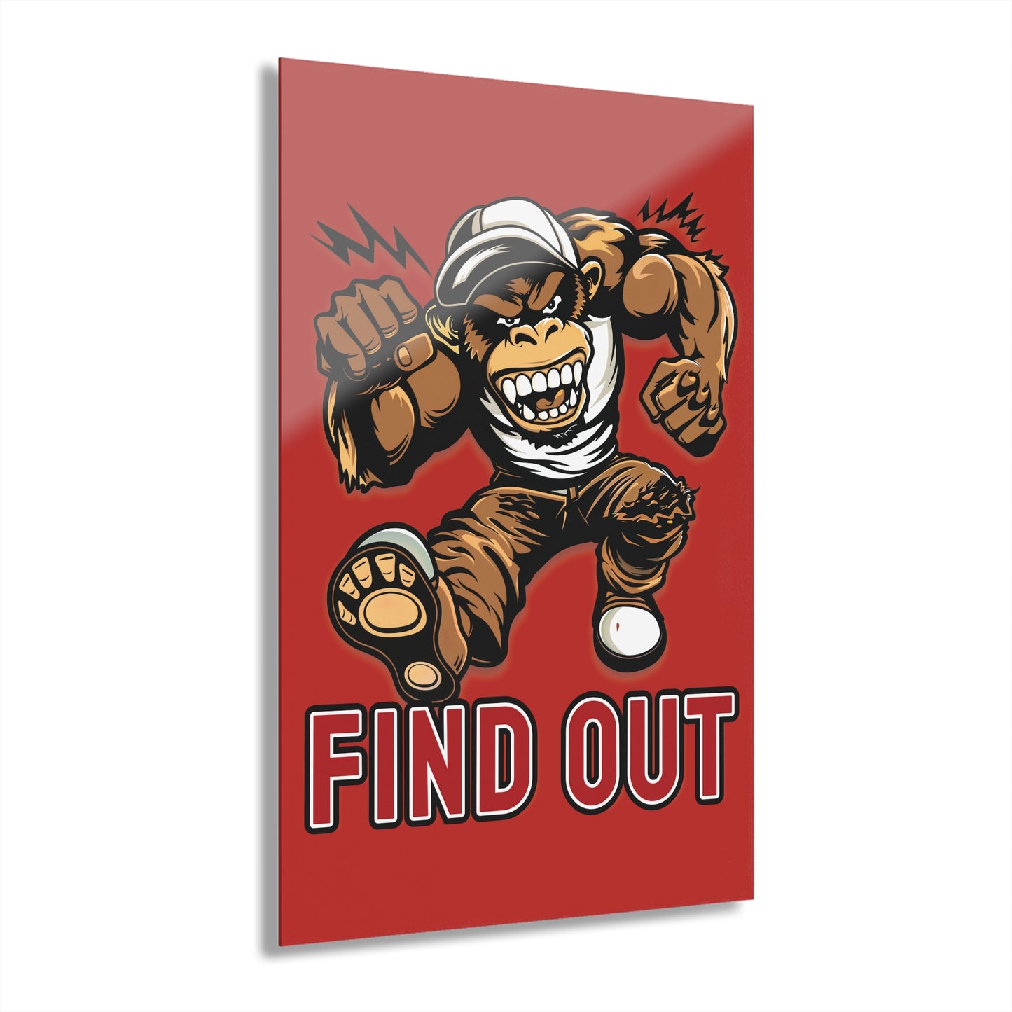 "Find Out", Acrylic Wall Prints (French Cleat Hanging) (Mid Scarlet)