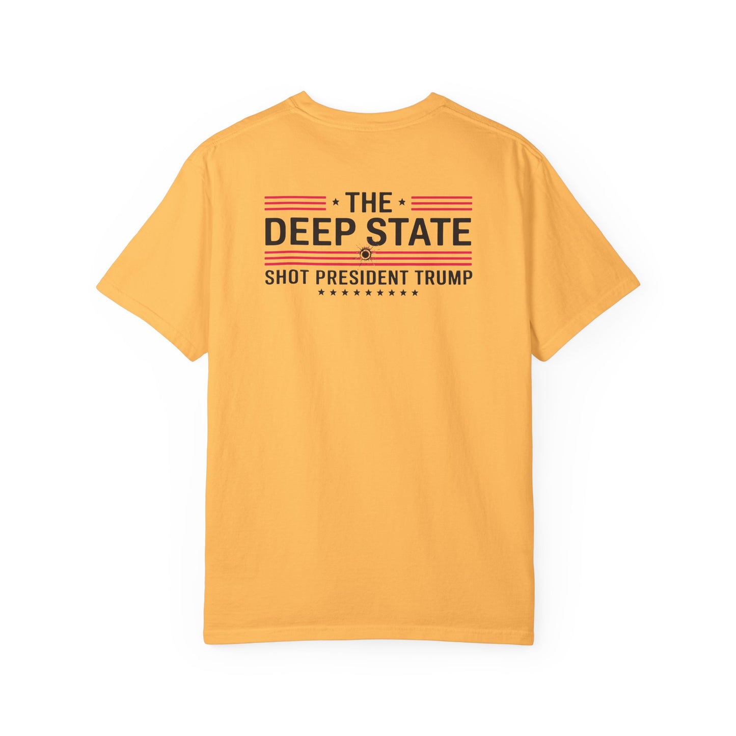 "The Deep State Shot President Trump" #02, Unisex White T-shirt