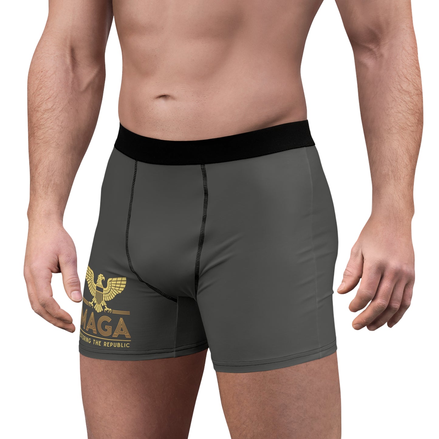 "MAGA - Restoring the Republic", Men's Boxer Briefs (Panzer Grey)