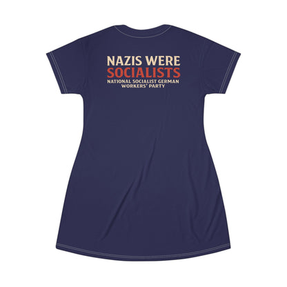 "Nazis were Socialists", T-Shirt Dress (Obsidian Blue)