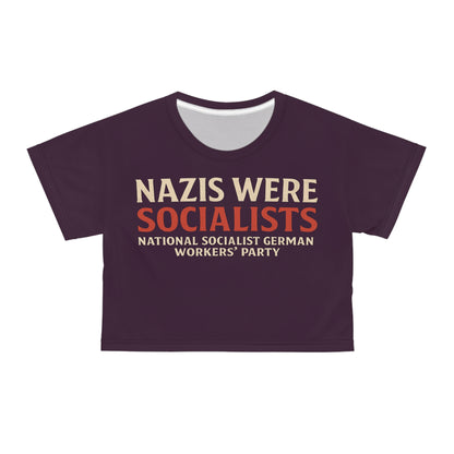"Nazis were Socialists", Wearable Pattern Art Crop Tee (Synallactida Purple)