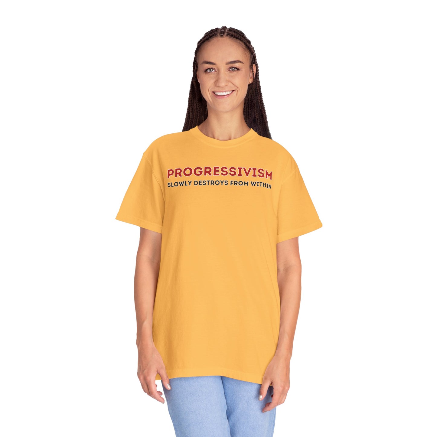 "Progressivism Slowly Destroys From Within", Unisex T-shirt (Light Colors)