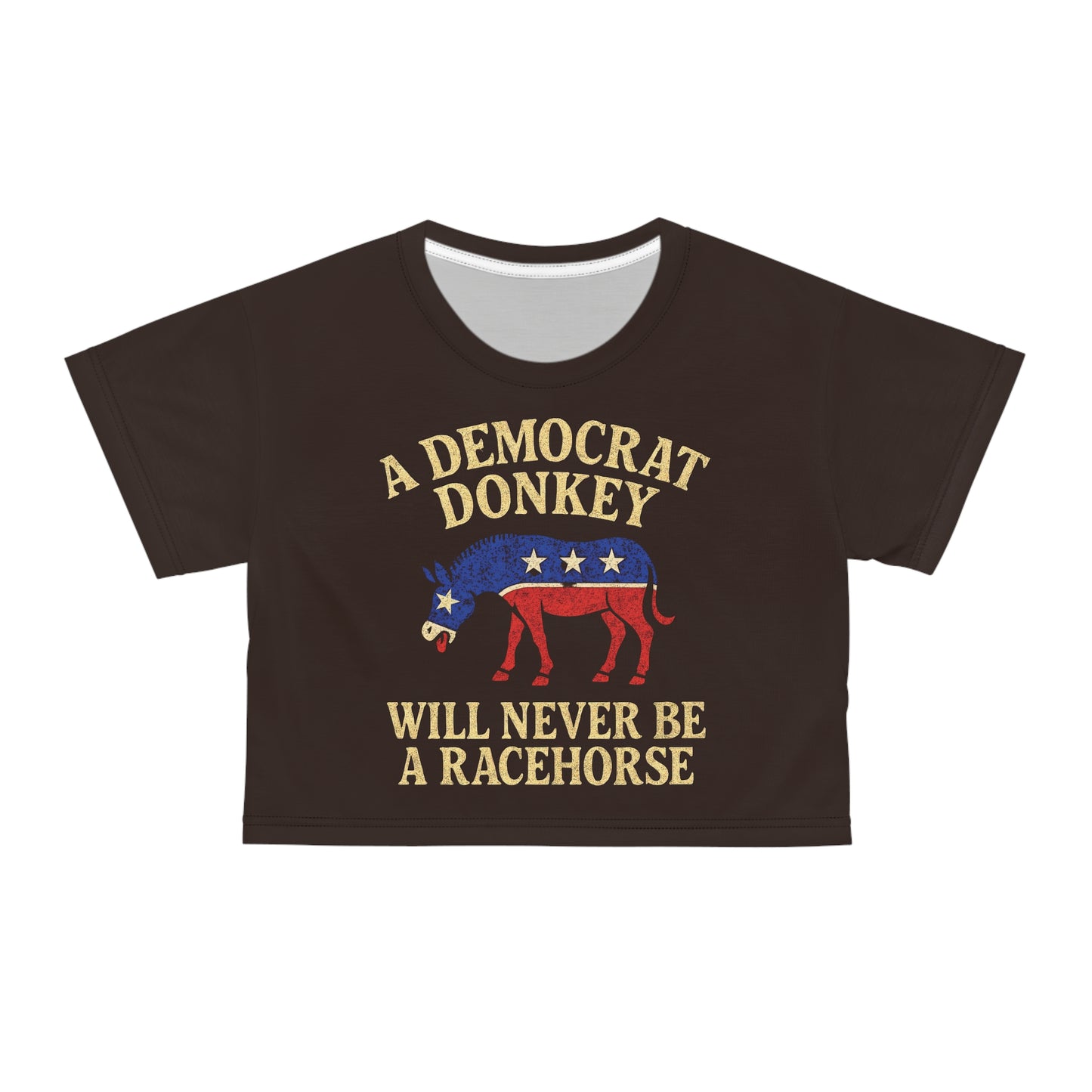 "A Democrat Donkey", Political Crop Tee (Rich Soil Brown)