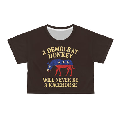 "A Democrat Donkey", Political Crop Tee (Rich Soil Brown)