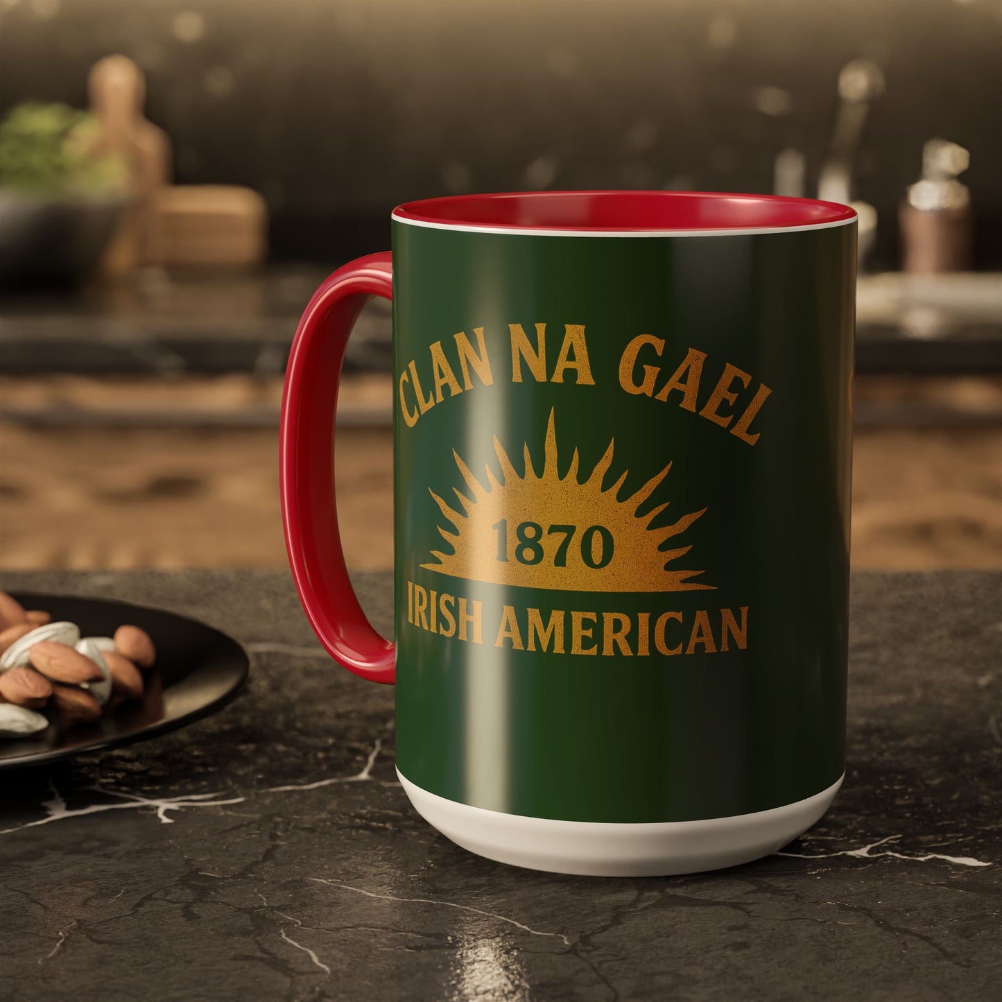 "Clan na Gael - Irish American", Colorful Mugs (11oz, 15oz) (Brithemain Green)
