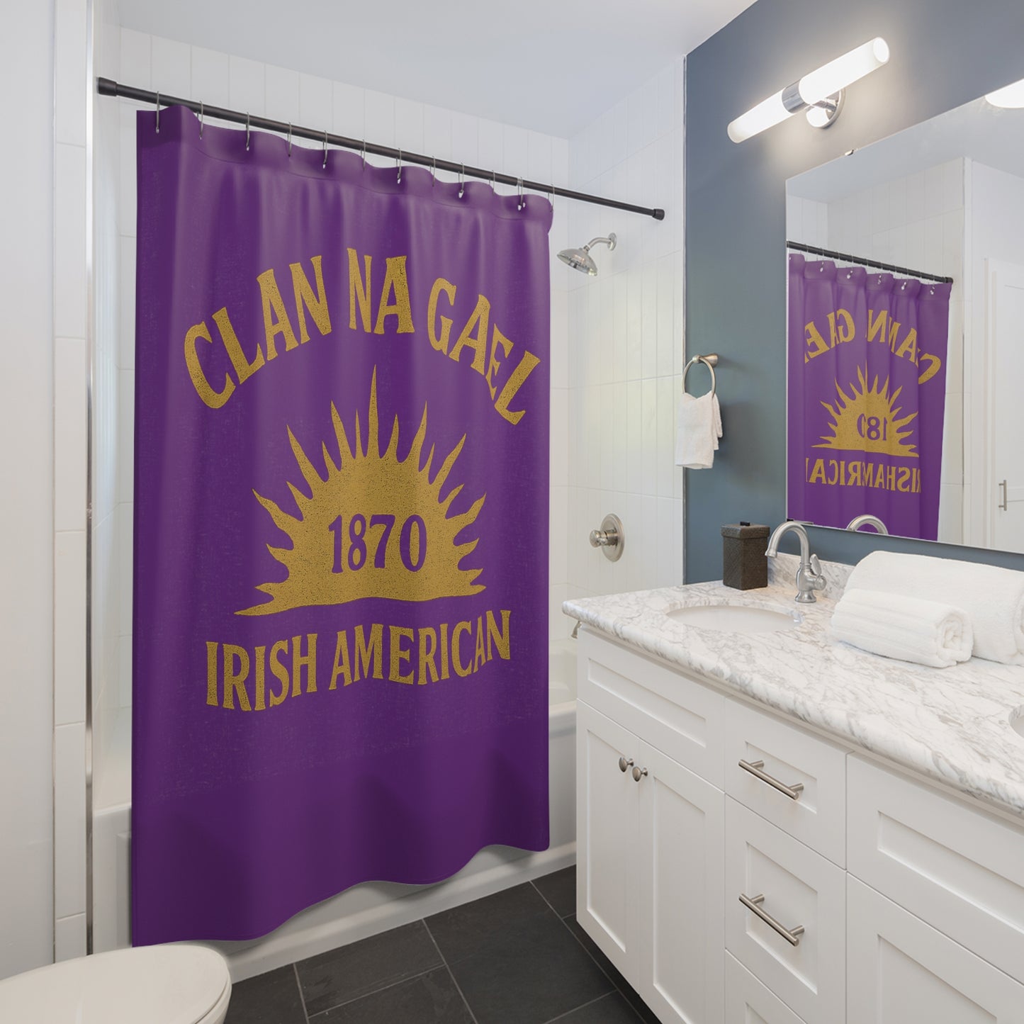 "Clan na Gael - Irish American", Shower Curtains (Vesper Violet)