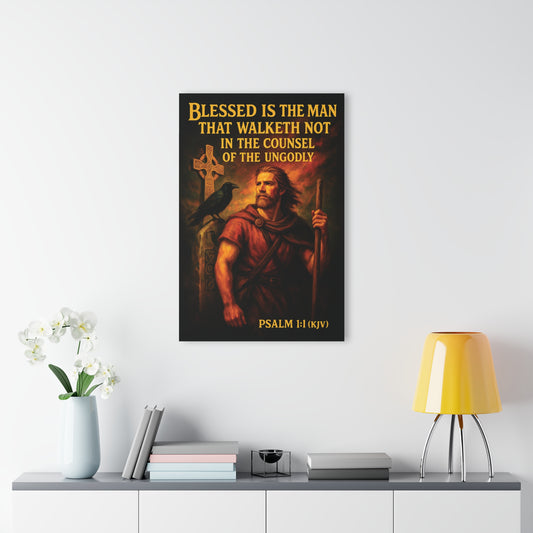 "Psalm 1:1 (KJV)", Acrylic Wall Prints (French Cleat Hanging) (Peatshadow Black)