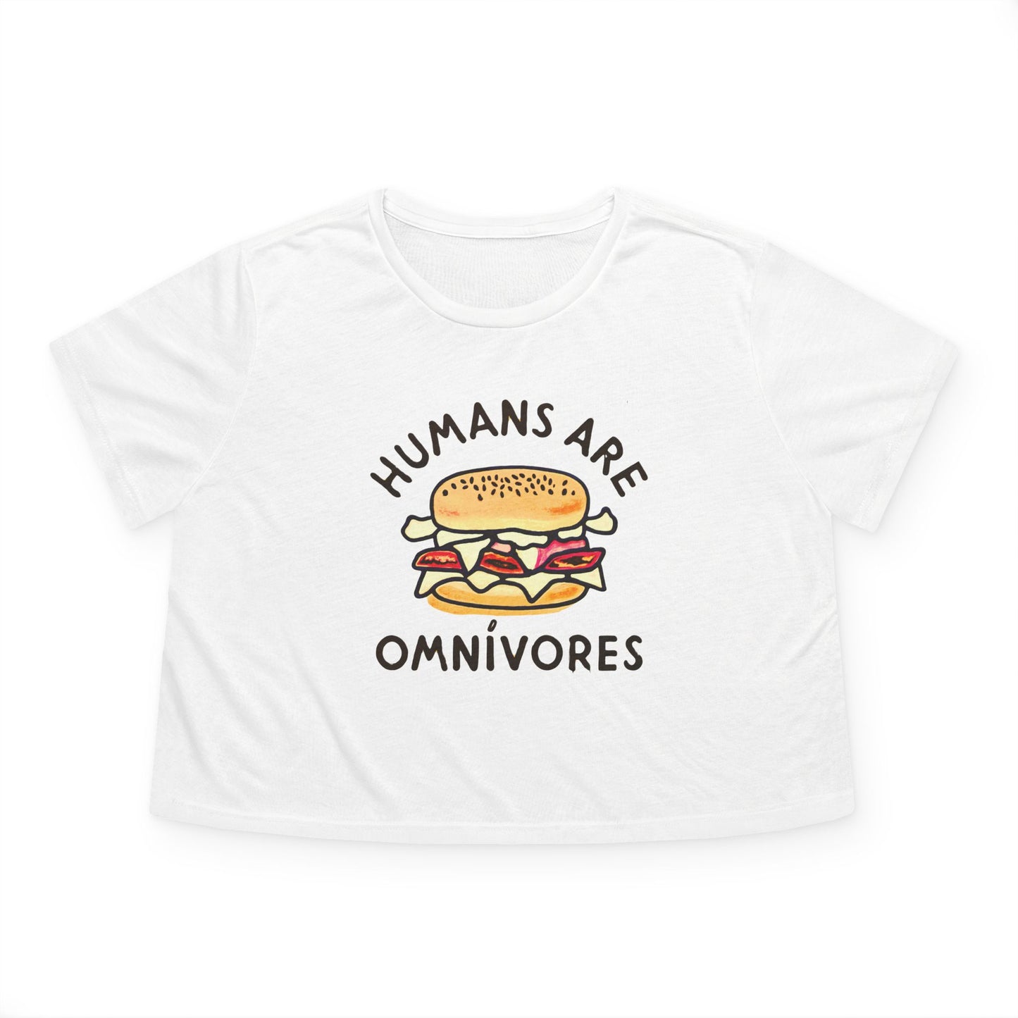 "Humans are Omnivores", Women's Flowy Cropped Tee