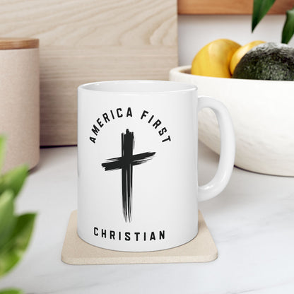 "America First Christian" #05, White Mug (11oz & 15oz)