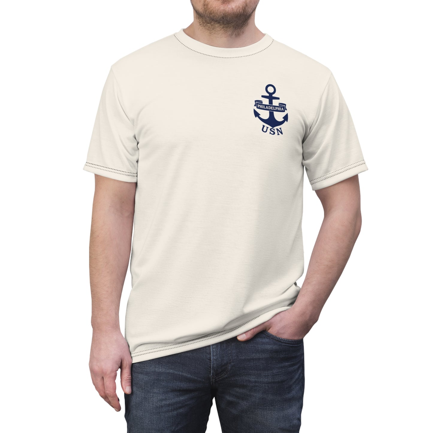 "USN Anchor", Unisex T-shirt (Whitecap)