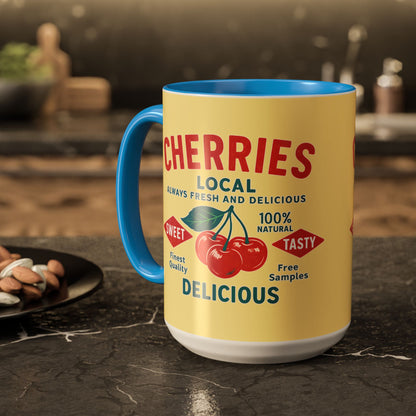 "Delicious Cherries", Colorful Mugs (11oz, 15oz) (Sanctum Veil)