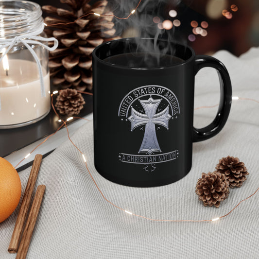 "USA - A Christian Nation" #02, Black Mug (11oz & 15oz)