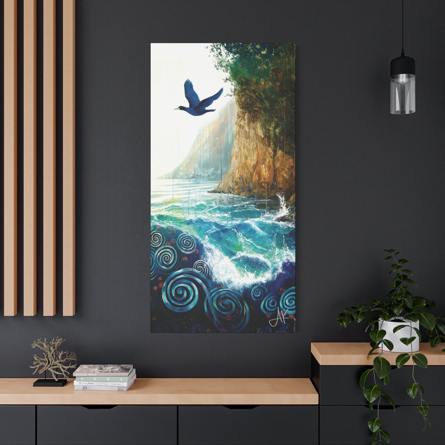 "Sky Kin VI – Gannet Over the Spiral Sea", Fine Art Matte Canvas, Stretched, 1.25"