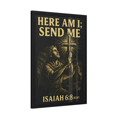 "Isaiah 6:8 (KJV)", Framed Paper Poster (Shadow Black)