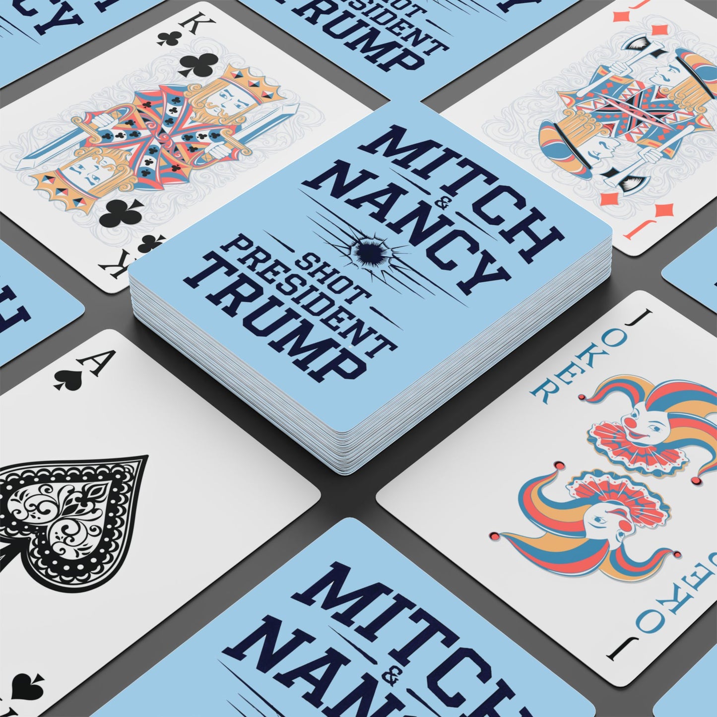 "Mitch & Nancy Shot President Trump", Political Playing Cards (Boy Blue)