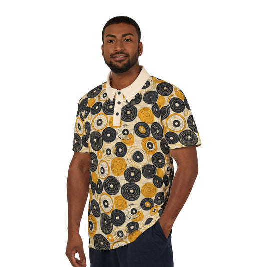 "Old 45's", Unisex Polo Shirt (Dough White Collar)