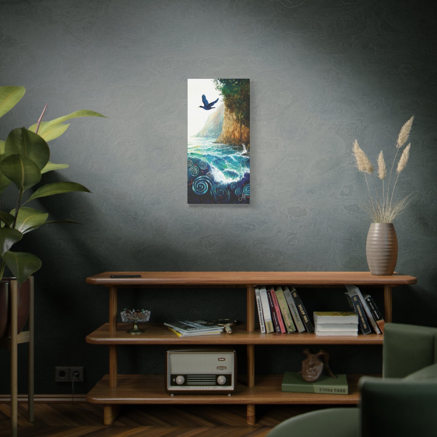 "Sky Kin VI – Gannet Over the Spiral Sea", Fine Art Matte Canvas, Stretched, 1.25"