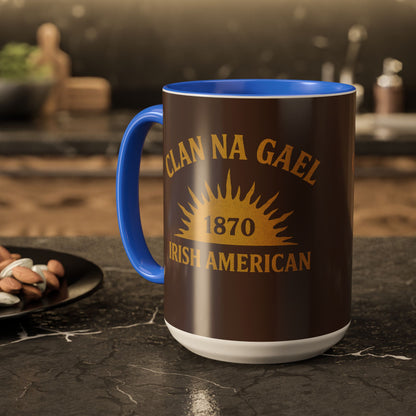 "Clan na Gael - Irish American", Colorful Mugs (11oz, 15oz) (Wild Boar Brown)