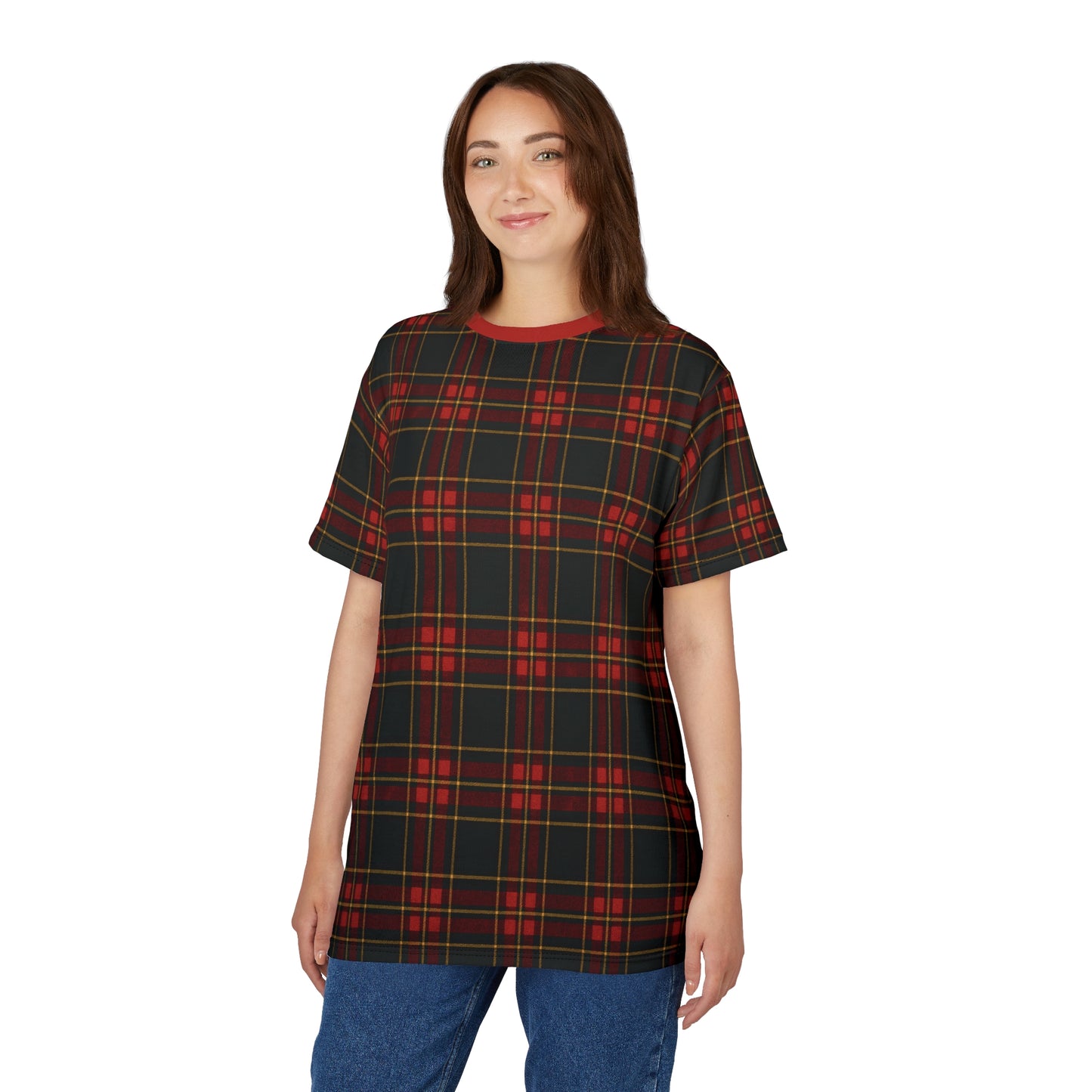 "Kilmor Gallóglach Tartan", Unisex Tee (Gallóglach Red Collar)