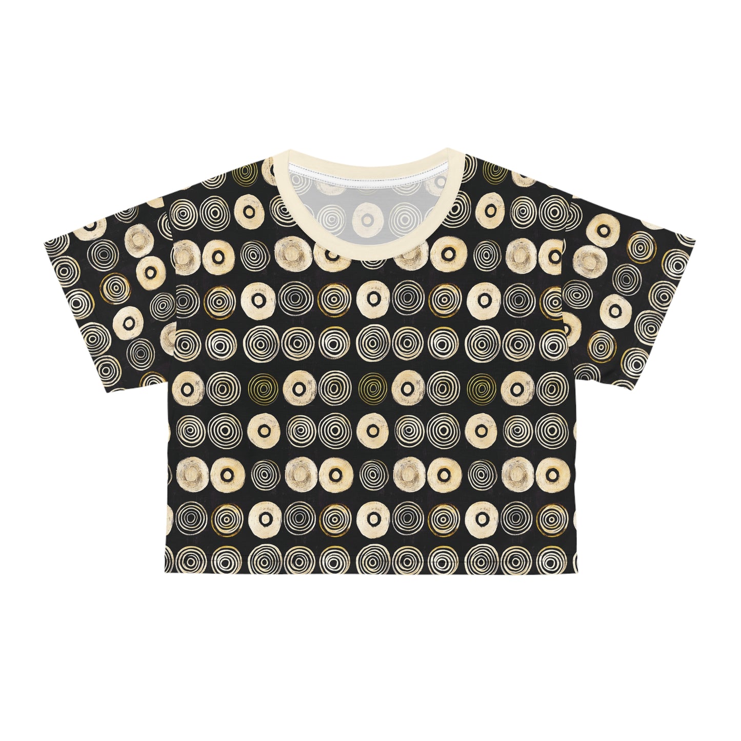 "Punk Polka", Wearable Pattern Art Crop Tee (Iced Almond Collar)