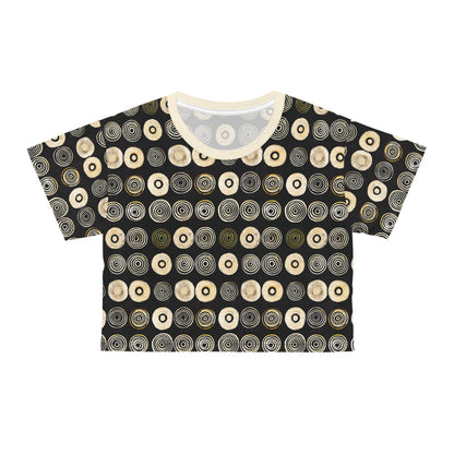 "Punk Polka", Wearable Pattern Art Crop Tee (Iced Almond Collar)