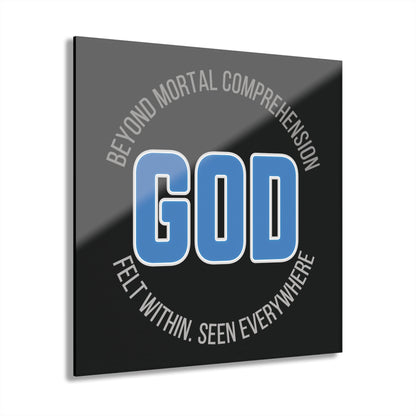 "GOD - Beyond Mortal Comprehension", Acrylic Wall Print (French Cleat Hanging) (Void Black)