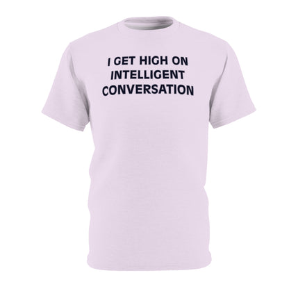 "Intelligent Conversation", Unisex T-shirt (Sheer Lavender)