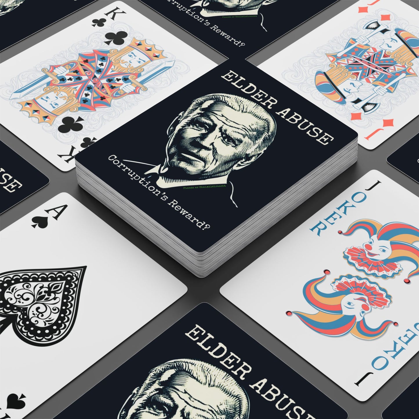 "Elder Abuse. Corruption's Reward?", Political Playing Cards (Blackstone Blue)