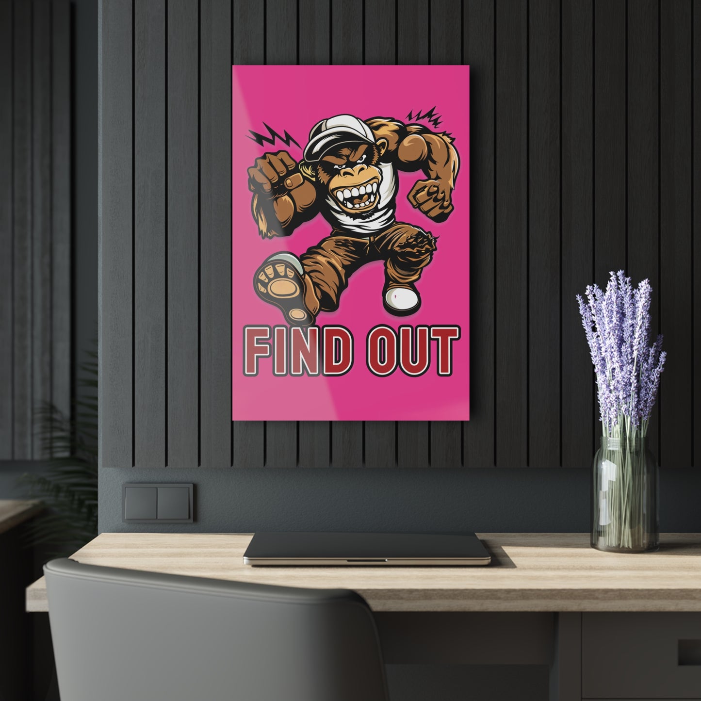 "Find Out", Acrylic Wall Prints (French Cleat Hanging) (Fluorescent Hot Pink)