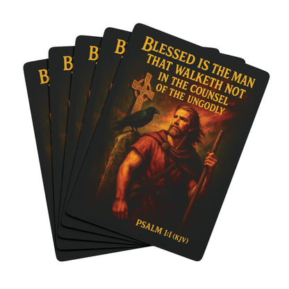 "Psalms 1:1 (KJV)", Retro Playing Cards (Void Black)