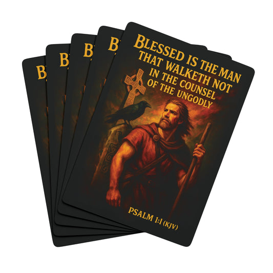 "Psalms 1:1 (KJV)", Retro Playing Cards (Void Black)