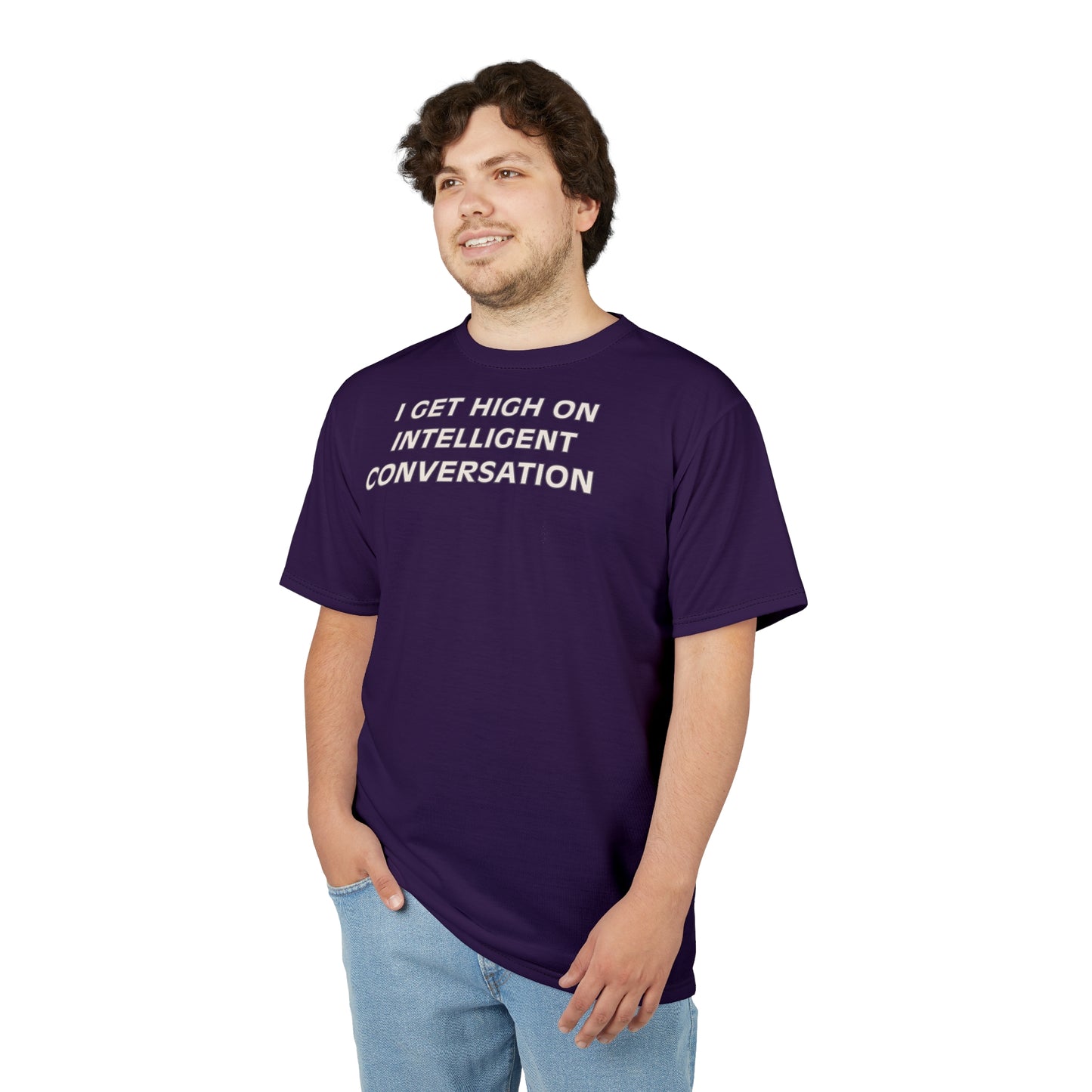 "Intelligent Conversation", Unisex T-shirt (Academic Purple)