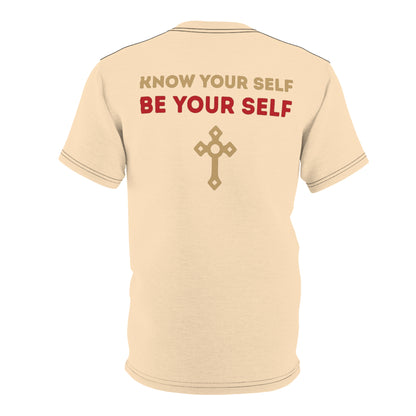 "Know Your Self", Unisex T-shirt (Cantaloupe Cream)