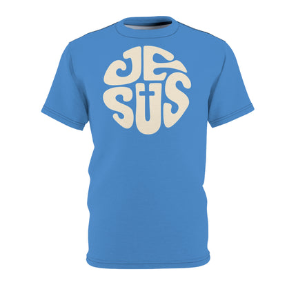 "Retro Jesus", Unisex T-shirt (Pop Cyan-Atlantic)