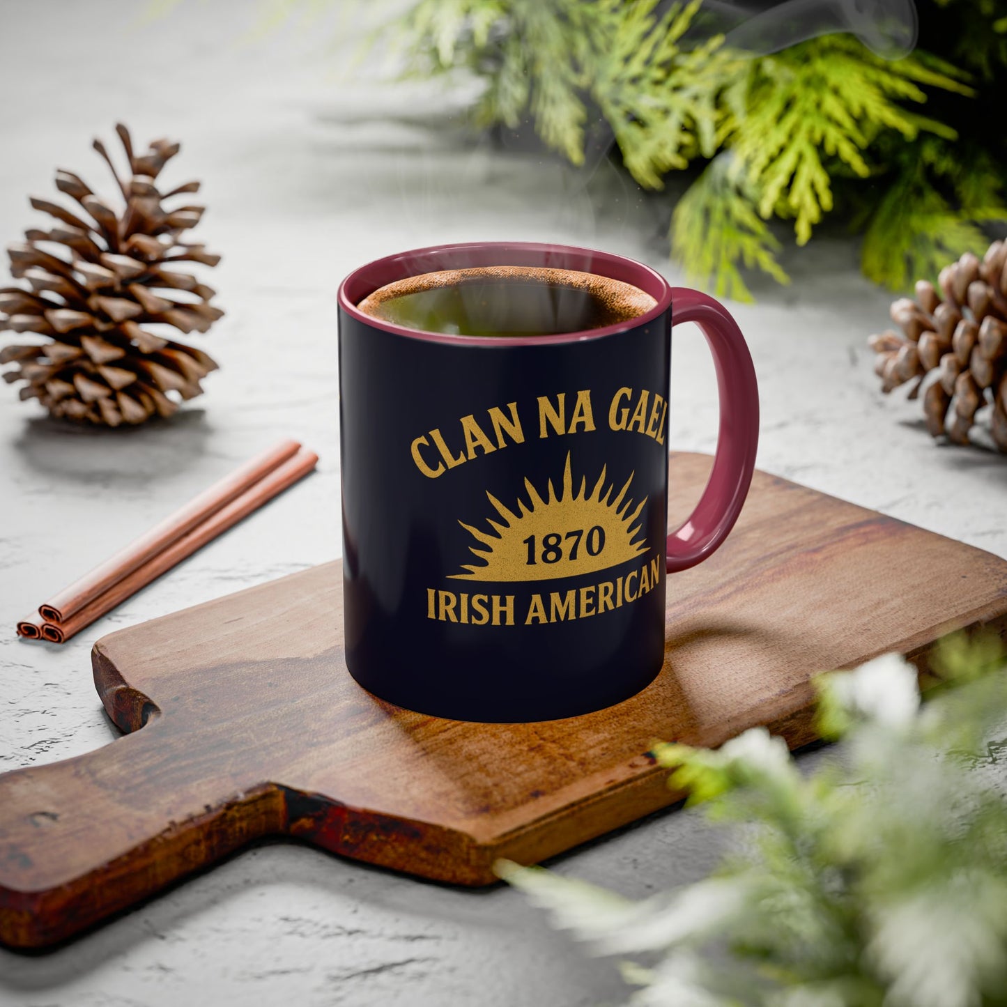 "Clan na Gael - Irish American", Colorful Mugs (11oz, 15oz) (Black Rock Blue)