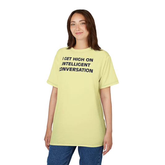 "Intelligent Conversation", Unisex T-shirt (Lamenters Yellow)
