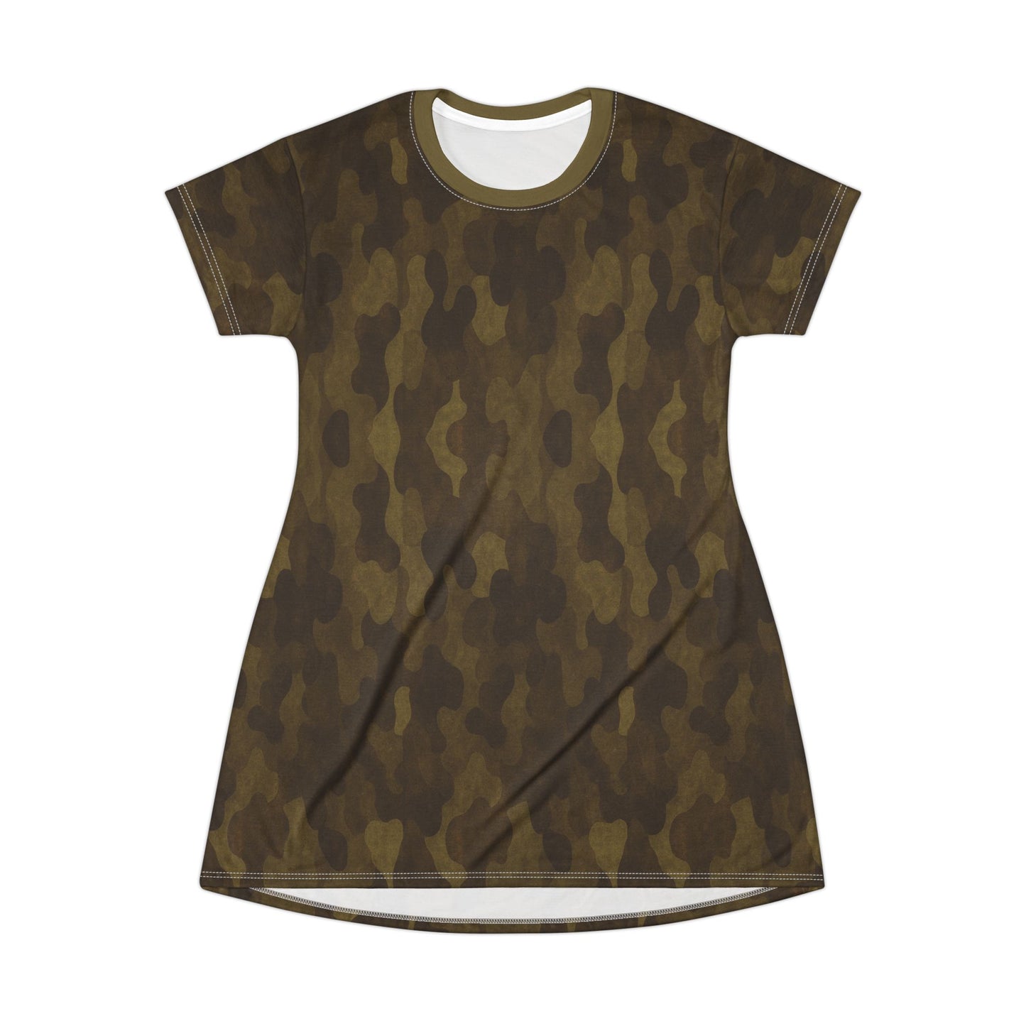 "Swamp Recon Camouflage", T-Shirt Dress (Bogbrush Olive Collar)