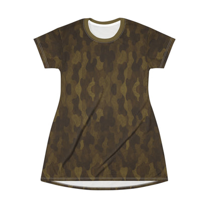 "Swamp Recon Camouflage", T-Shirt Dress (Bogbrush Olive Collar)