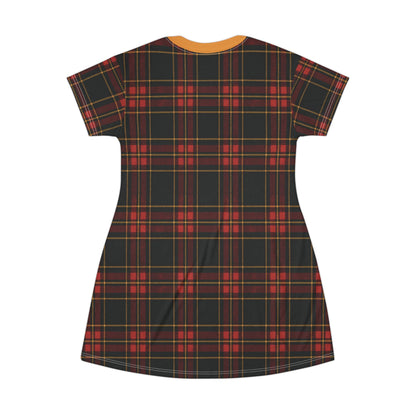 "Kilmor Gallóglach Tartan", T-Shirt Dress (Gallóglach Yellow Collar)