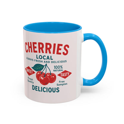 "Delicious Cherries", Colorful Mugs (11oz, 15oz) (Sea Salt Sherbet)