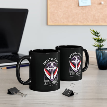 "America First Christian" #03, Black Mug (11oz & 15oz)