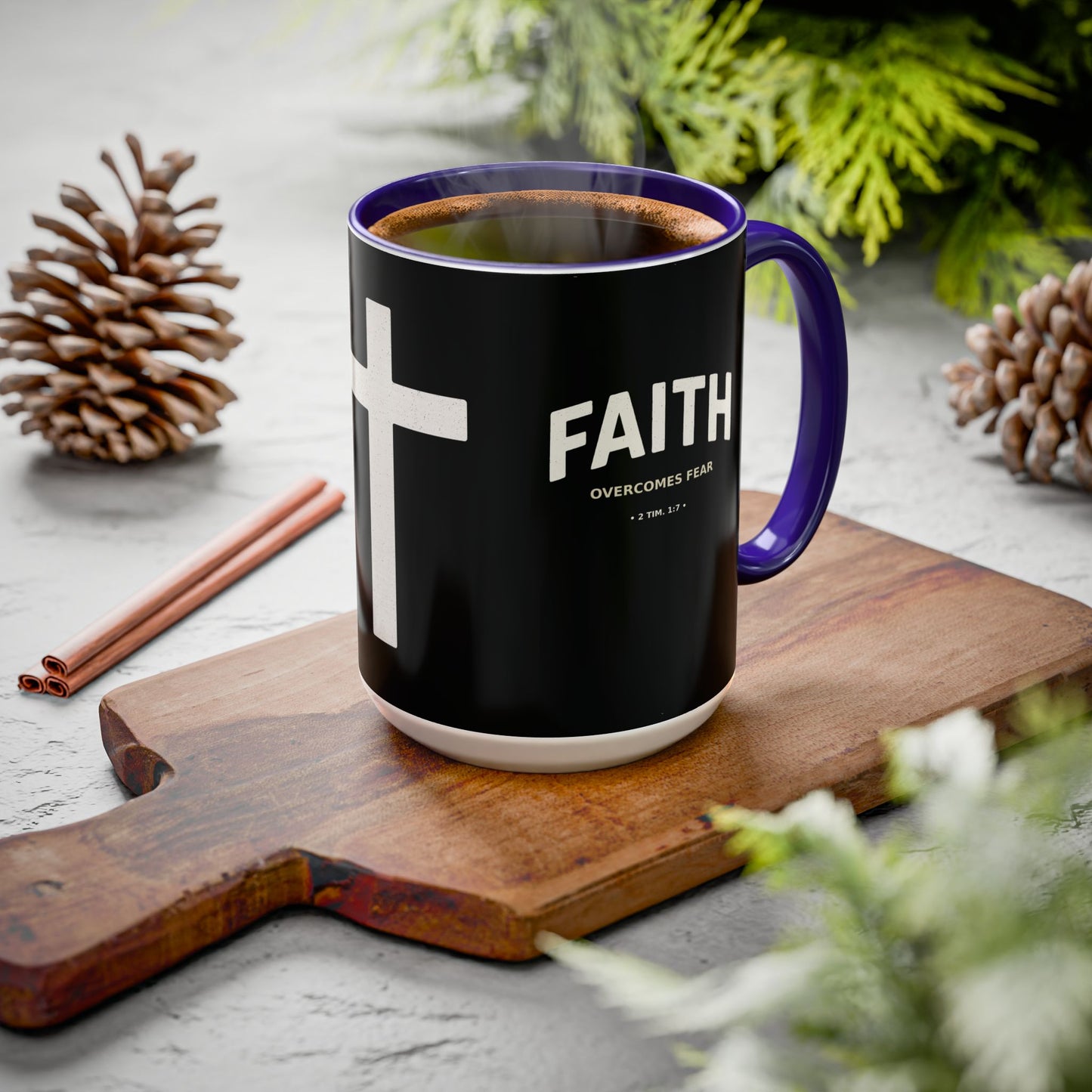 "Faith Overcomes Fear", Colorful Mugs (11oz, 15oz)