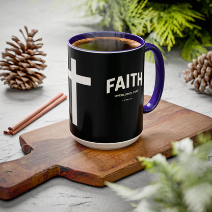 "Faith Overcomes Fear", Colorful Mugs (11oz, 15oz)