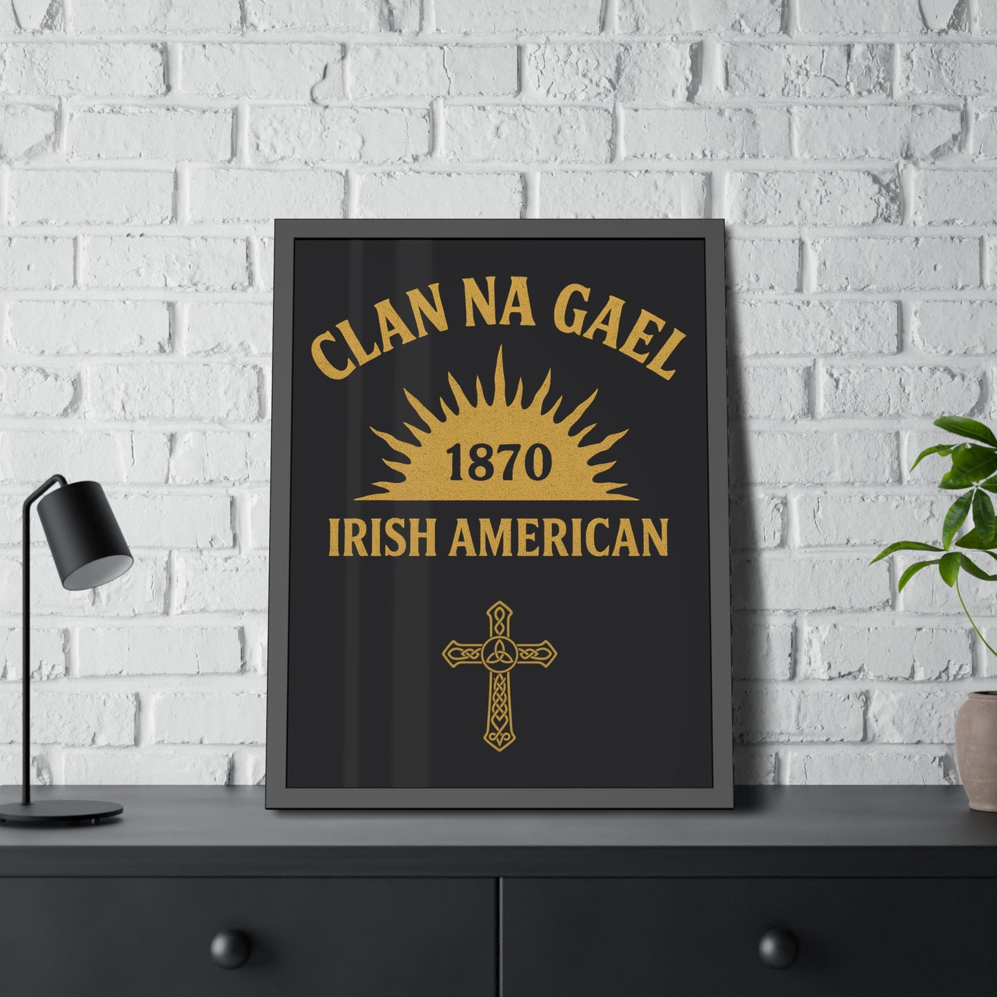 "Clan na Gael - Irish American", Framed Paper Poster (Raven Black)