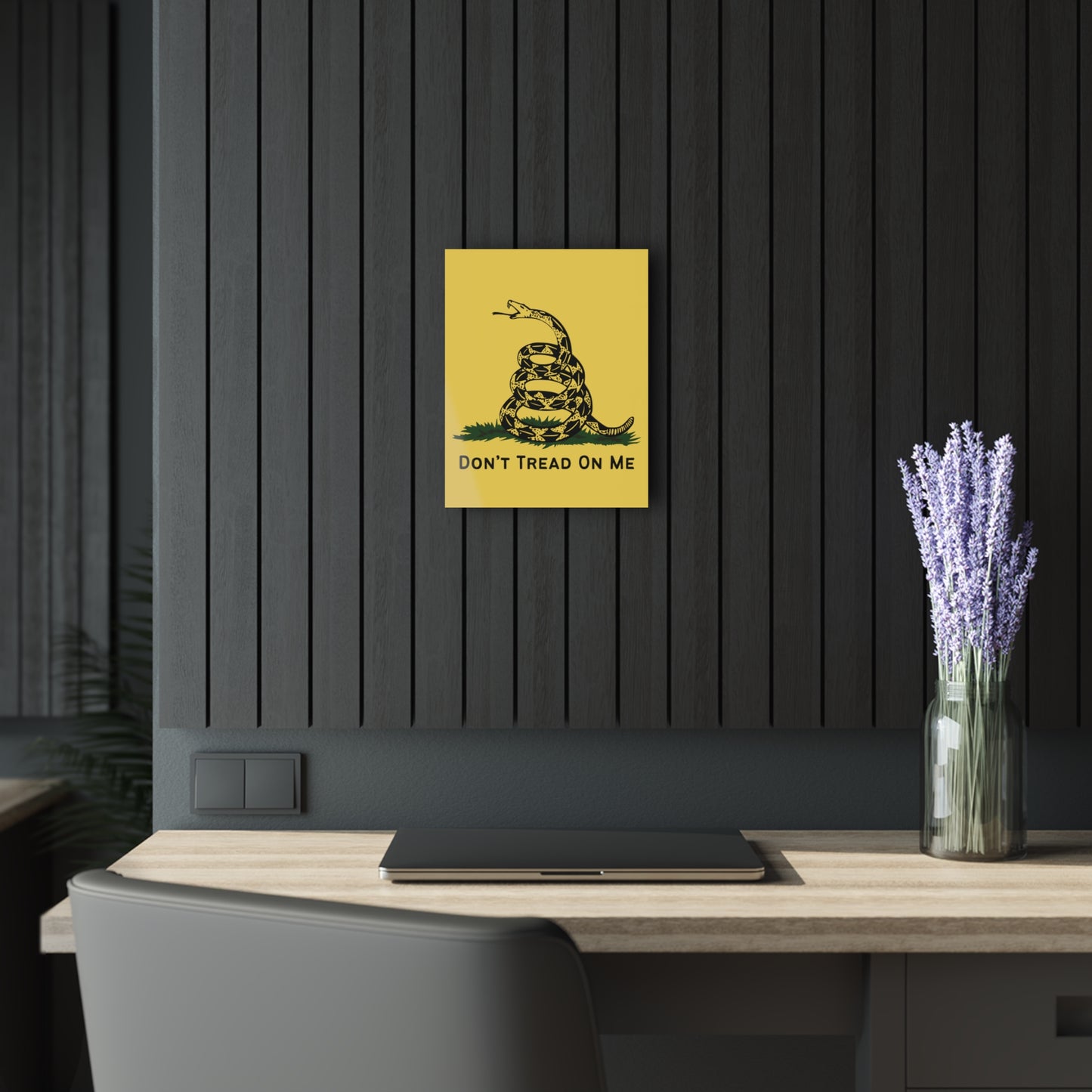 "Gadsden Flag: Don't Tread On Me" Acrylic Wall Prints (French Cleat Hanging) (Mustard Yellow)