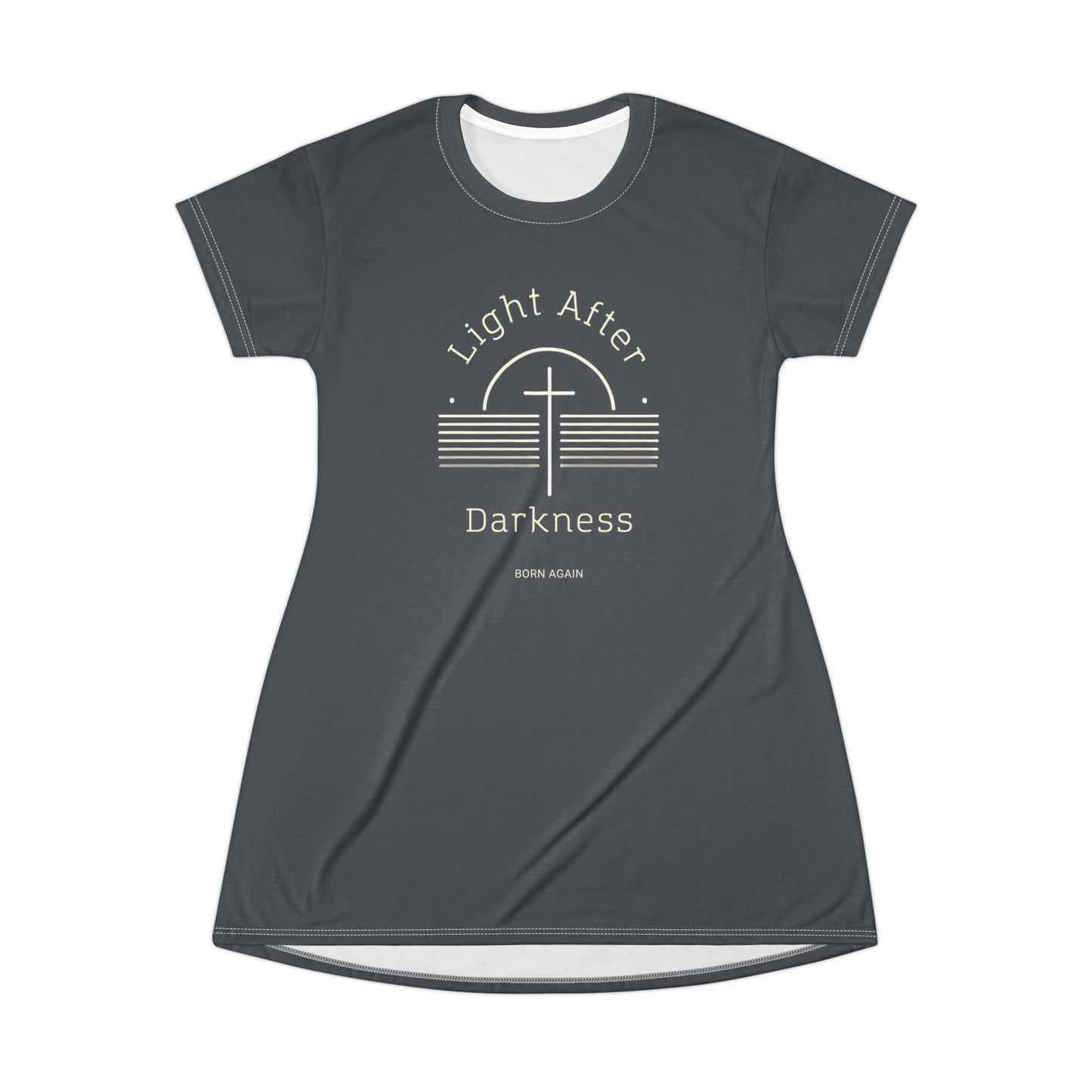 "Light After Darkness - Born Again", T-Shirt Dress (Hebridean Grey)