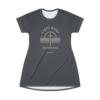"Light After Darkness - Born Again", T-Shirt Dress (Hebridean Grey)